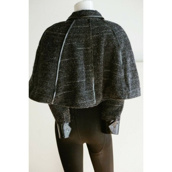 Adam Pluserve by Adam Lippes Dark grey Wool Blend Cape Jacket 8 - Picture 6 of 9